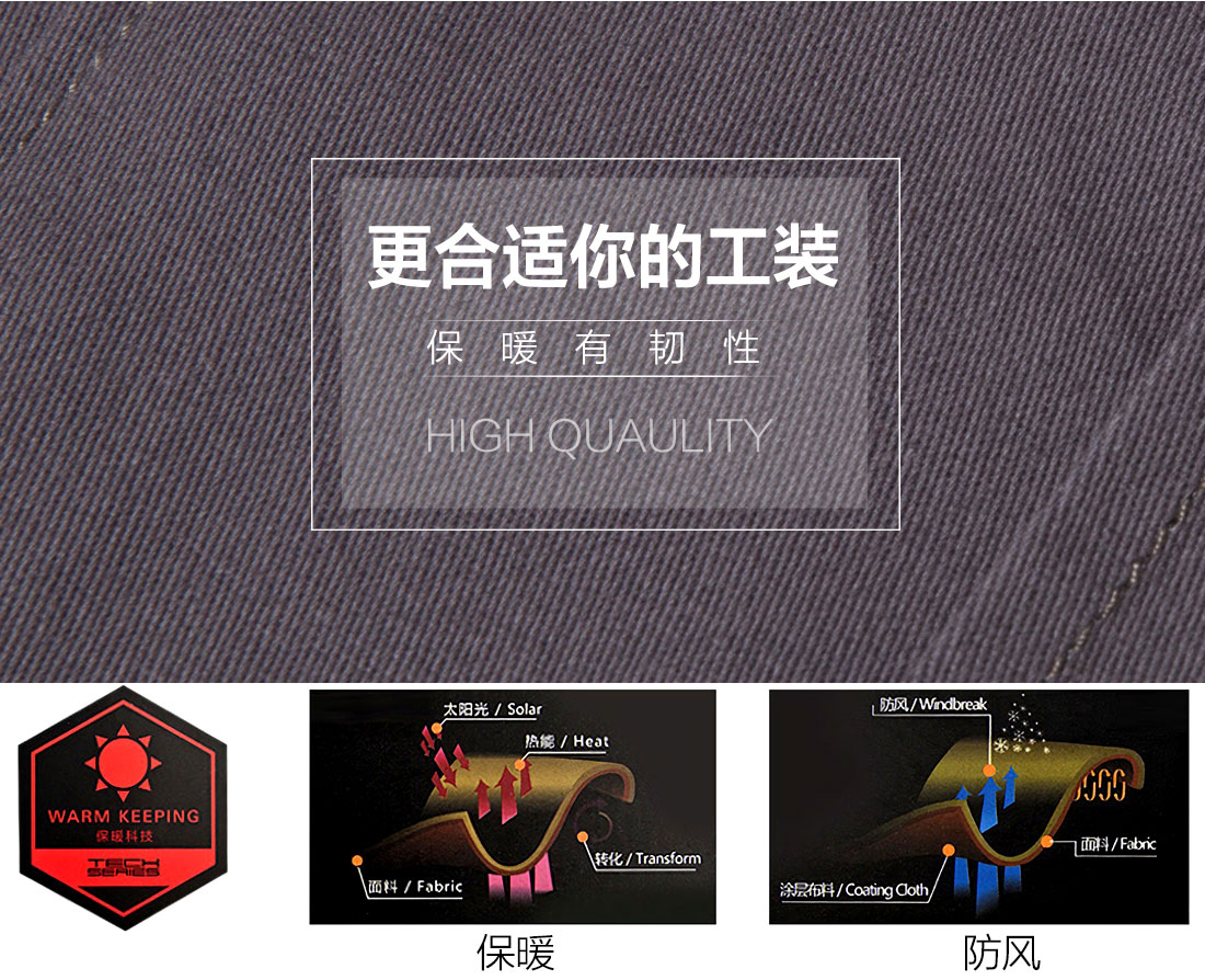劳保工作服冬装面料耐磨,舒适,透气